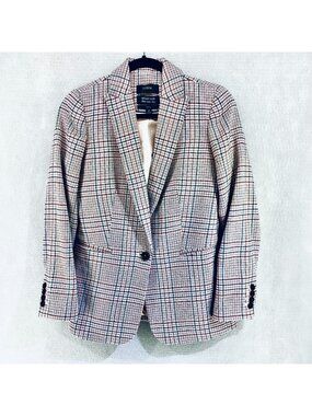 J Crew Parke Blazer Womens 0 Nello Gori Wool Blend Houndstooth Jacket